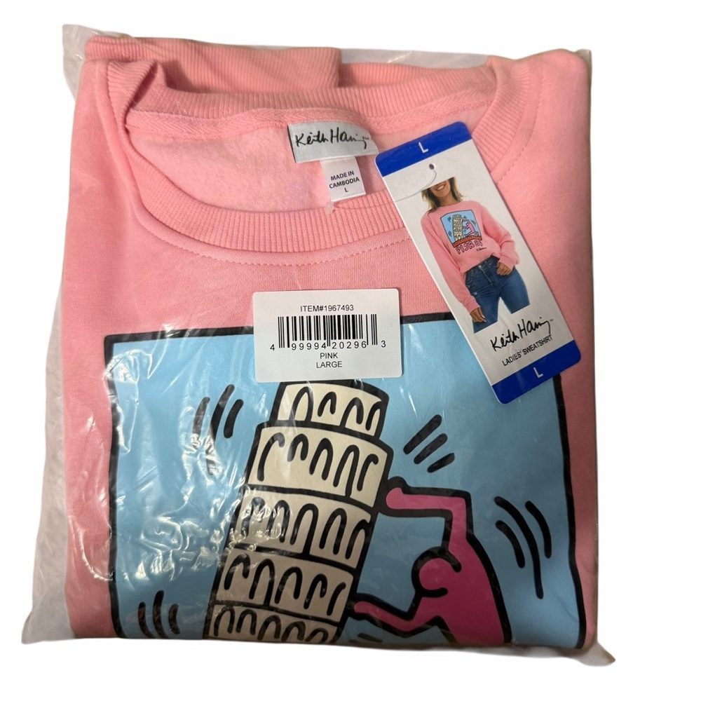 NWT/Keith Haring/PISA 89/ Women's Crewneck Sweatshirt/Pink/Size: L - Picture 4 of 6